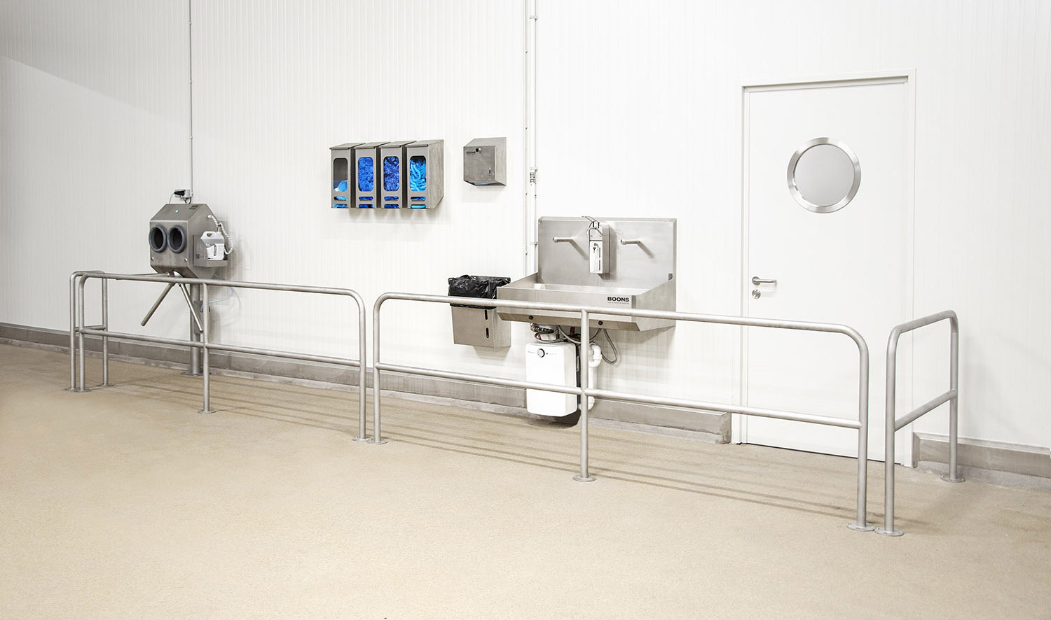 persoonlijke hygiene handdesinfectie unit HDK handwasgoot RVS toebehoren hekwerk BoonsFIS