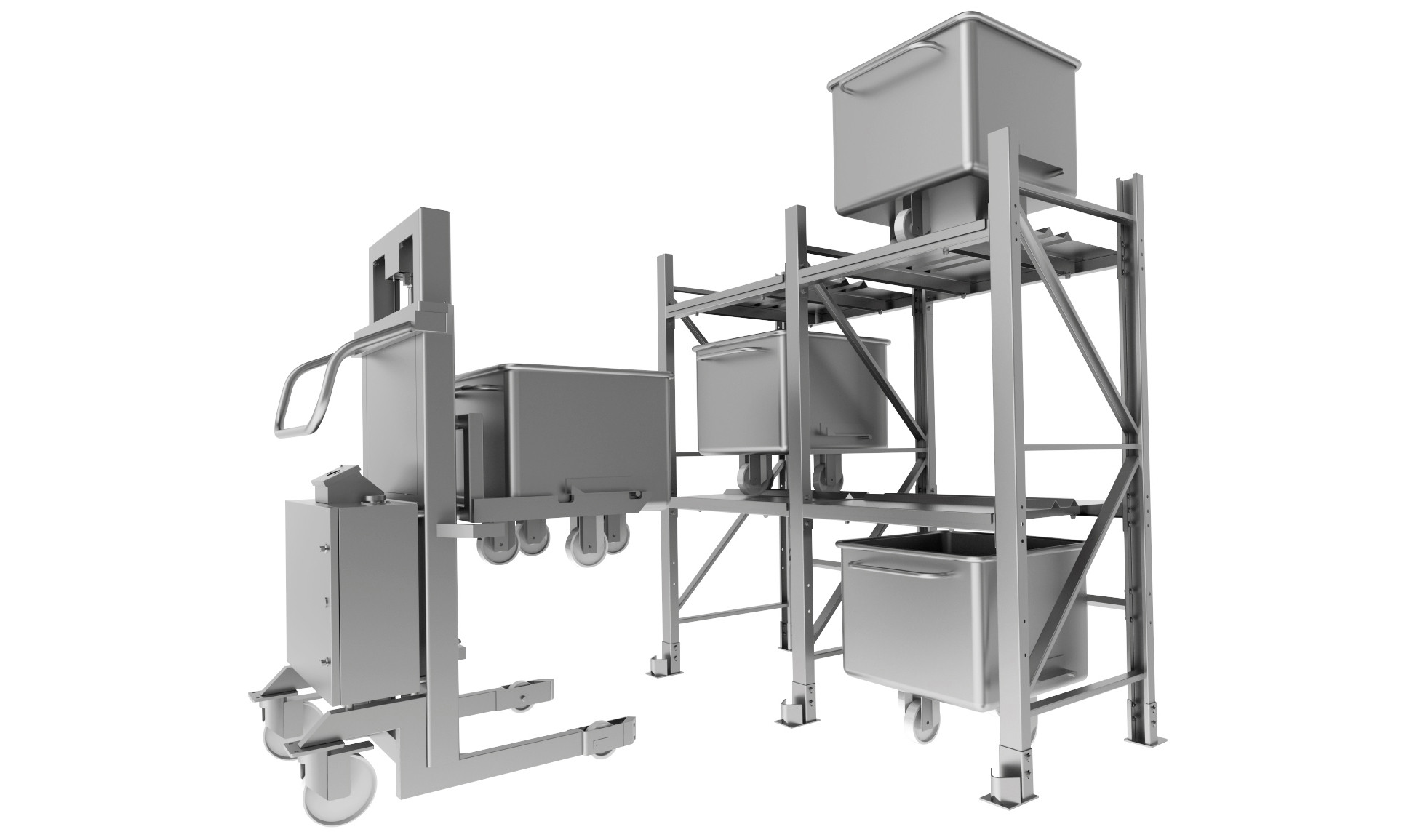 mechanical handling norm trolley storage system shelving stainless steel norm trolley stacker BoonsFIS