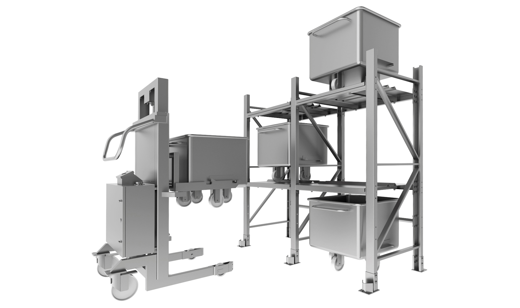 manutention mécanique chariot standard système de stockage racks chariot standard en acier inoxydable empileur BoonsFIS