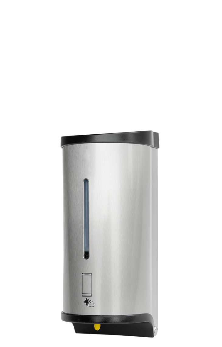 persoonlijke hygiëne toebehoren RVS automatische zeepdispenser ASP met sensor en reservoir van 0,8 liter en smal kijkvenster kan bevestigd worden aan muur of wasbak BoonsFIS