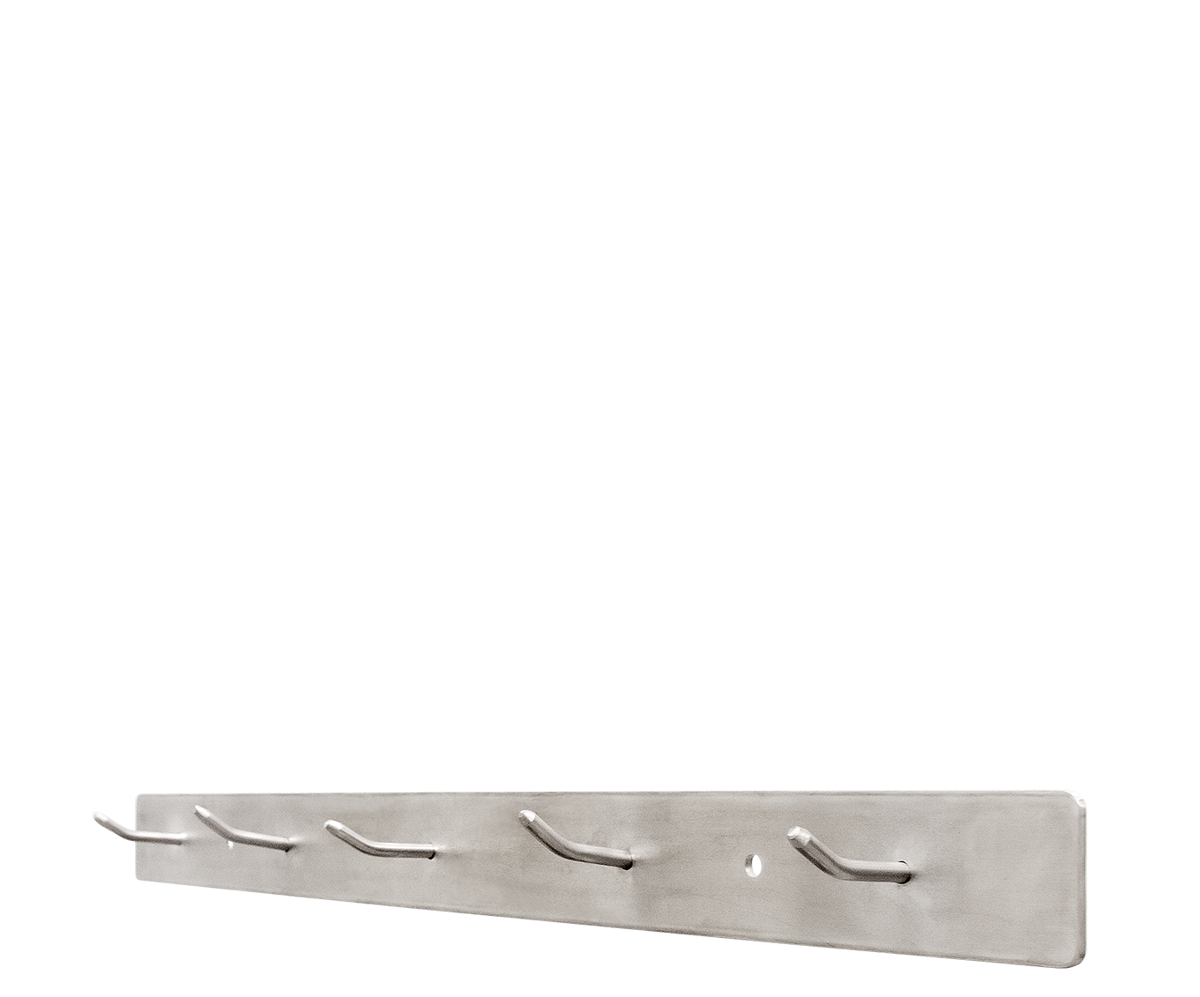personal hygiene accessories single sleek stainless steel coat hanger available in 5 lengths from 0,5 m with 5 hooks to 2,5 m with 25 hooks BoonsFIS