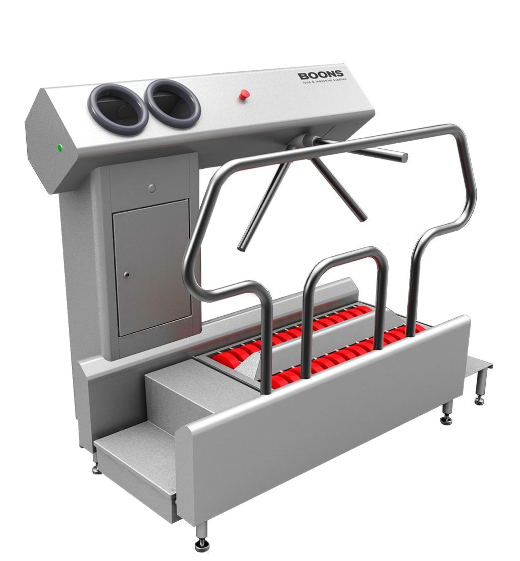 personal hygiene hygiene station URK with hand disinfection sole cleaner with rotating brushes for footwear and turnstile BoonsFIS