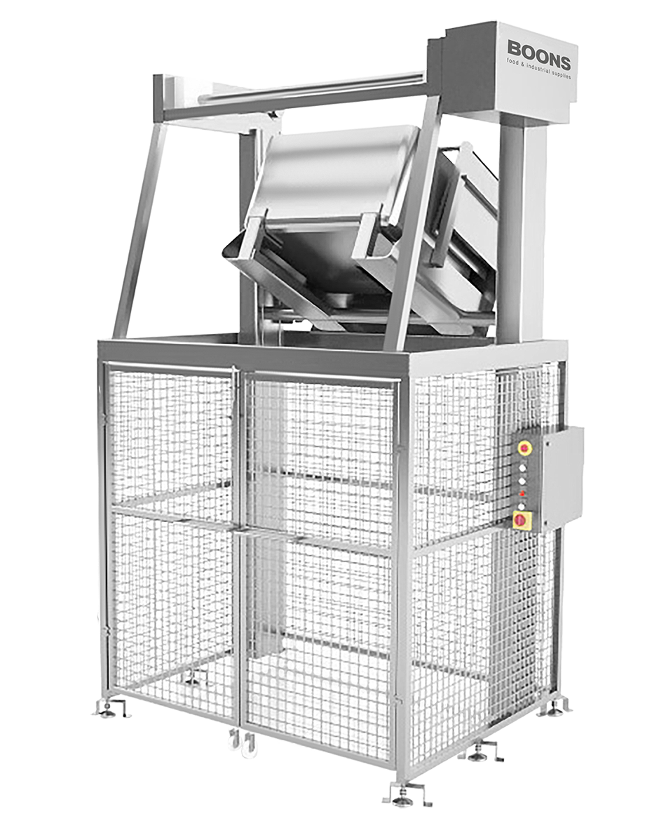 mechanische handling RVS liftsystemen dolav lift met veiligheidskooi voor het liften kantelen ledigen dolav containers tot duizend kilogram BoonsFIS